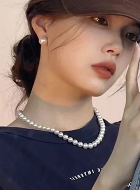 天然淡水珍珠项链女款倪妮同款颈链ins小众轻奢高级感锁骨链毛衣