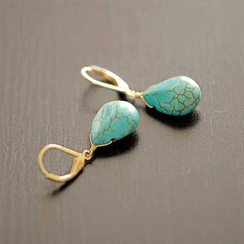 绿松石同款蓝色百搭s925纯银耳环