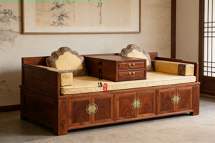 刺猬紫檀木推拉罗汉床新中式宋氏美学实木榻沙发储物多功能罗汉榻