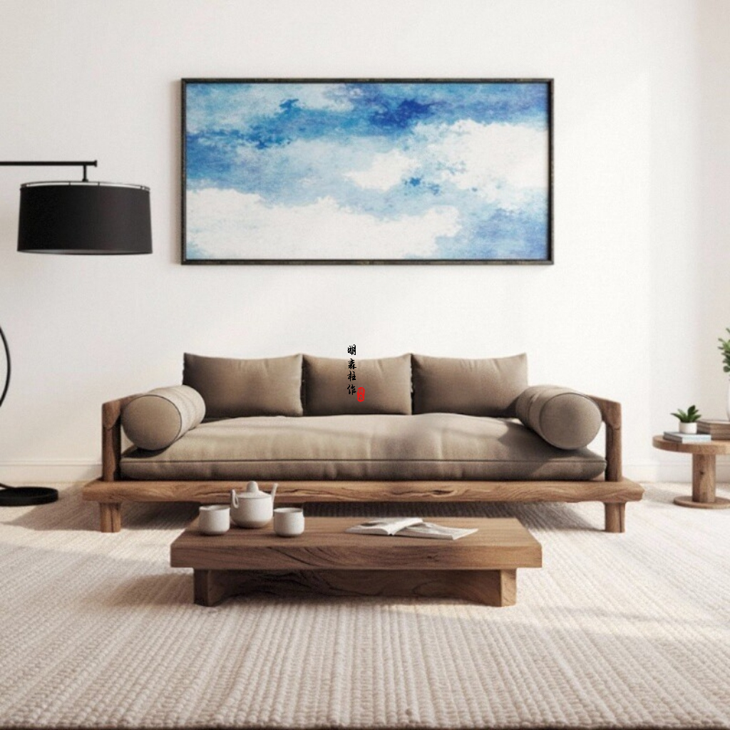 原木沙发侘寂风民宿家具全屋定制