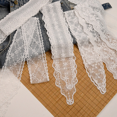 复古蕾丝花边丝巾长条女生百搭