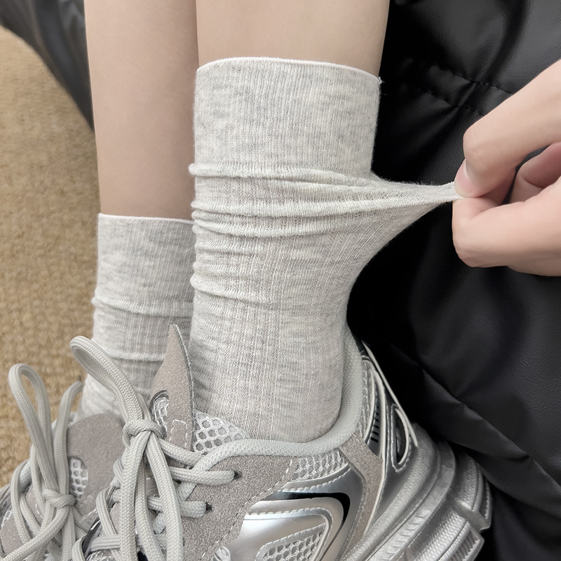 卷边袜子夏季中筒芭蕾风白色薄款可爱日系堆堆袜女长筒长袜miu系,女士内衣/男士内衣/家居服,中筒袜,淘宝优惠券,粉丝福利购,淘宝优惠卷