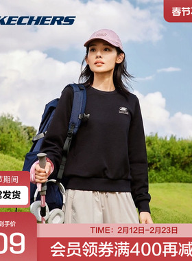 斯凯奇新款女针织套头卫衣保暖加绒舒适运动无拘