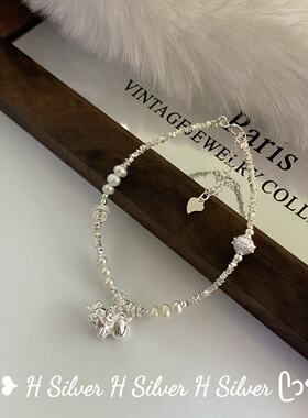 S925碎银珍珠独角兽转运手链