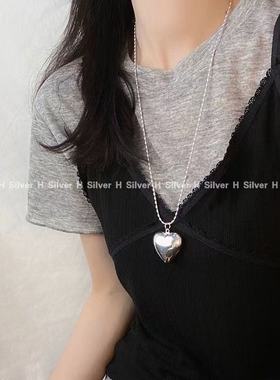 S925银韩版简约ins立体爱心项链