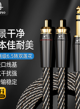 进口佳耐美6.5一分二音频线hifi纯铜发烧6.5转双莲花调音台功放线