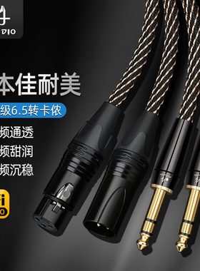 进口佳耐美发烧6.5转卡农音频线纯铜6.35大三芯转平衡监听音箱线