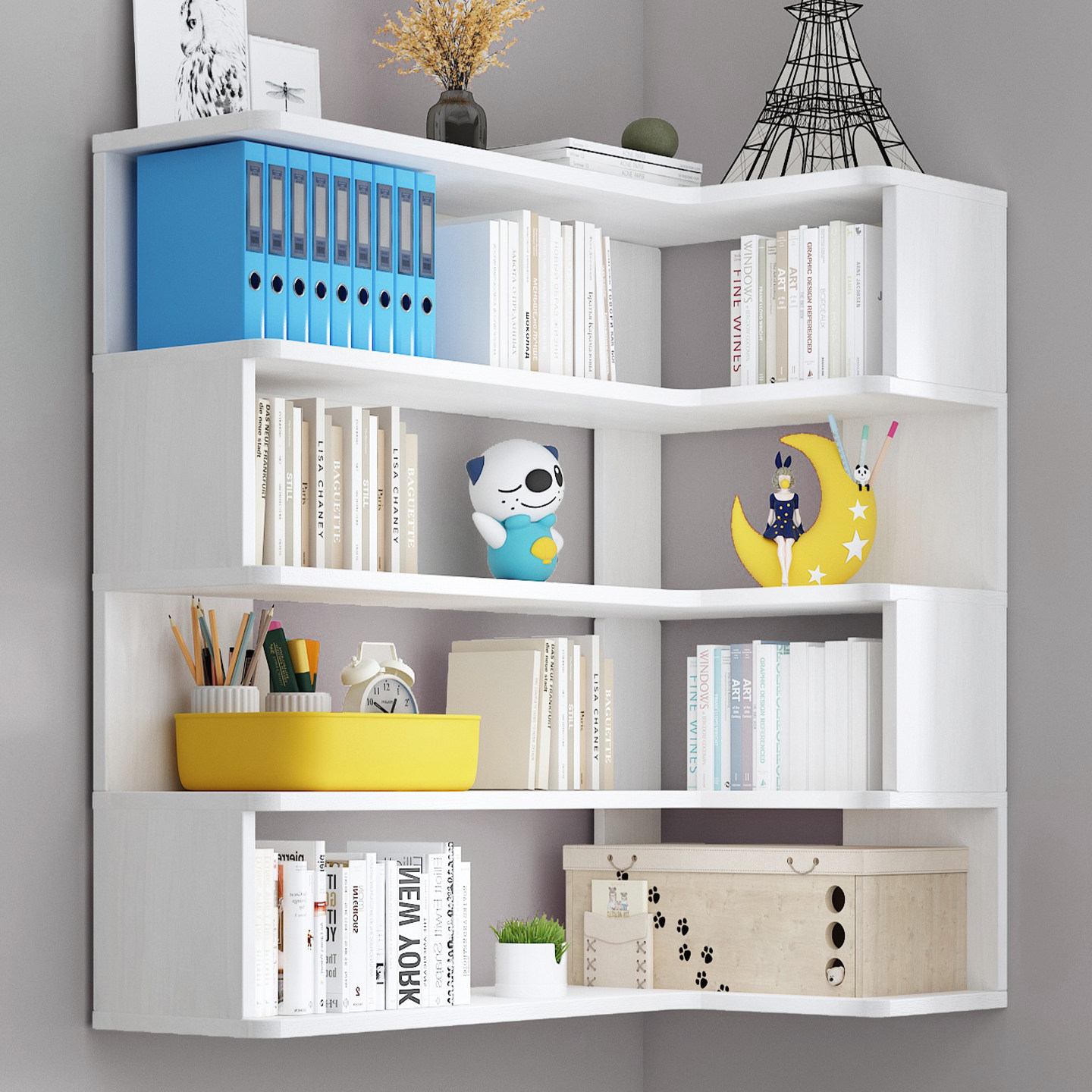 实木壁挂书架墙上置物架多层收纳架家用客厅卧室墙上挂架转角吊柜