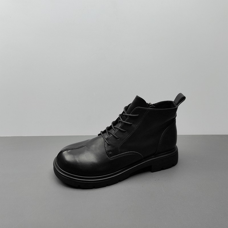 2025尾货工厂断码处理女鞋黑色交叉绑带短筒平跟侧拉链加绒39码,女鞋,马丁靴,淘宝优惠券,粉丝福利购,淘宝优惠卷