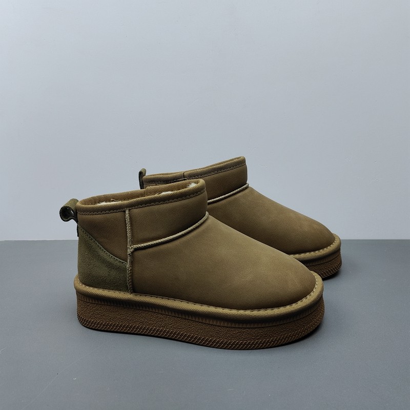 冬季尾货处理新款真皮女棉靴厚底羊混毛雪地靴真皮女棉鞋35.37.38