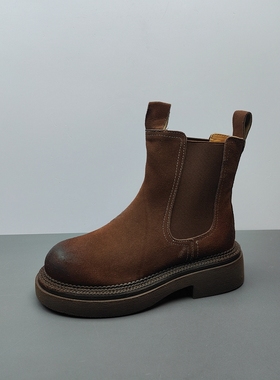 2025新款撤柜尾货女鞋短筒中跟套筒通勤切尔西靴橡胶底35码