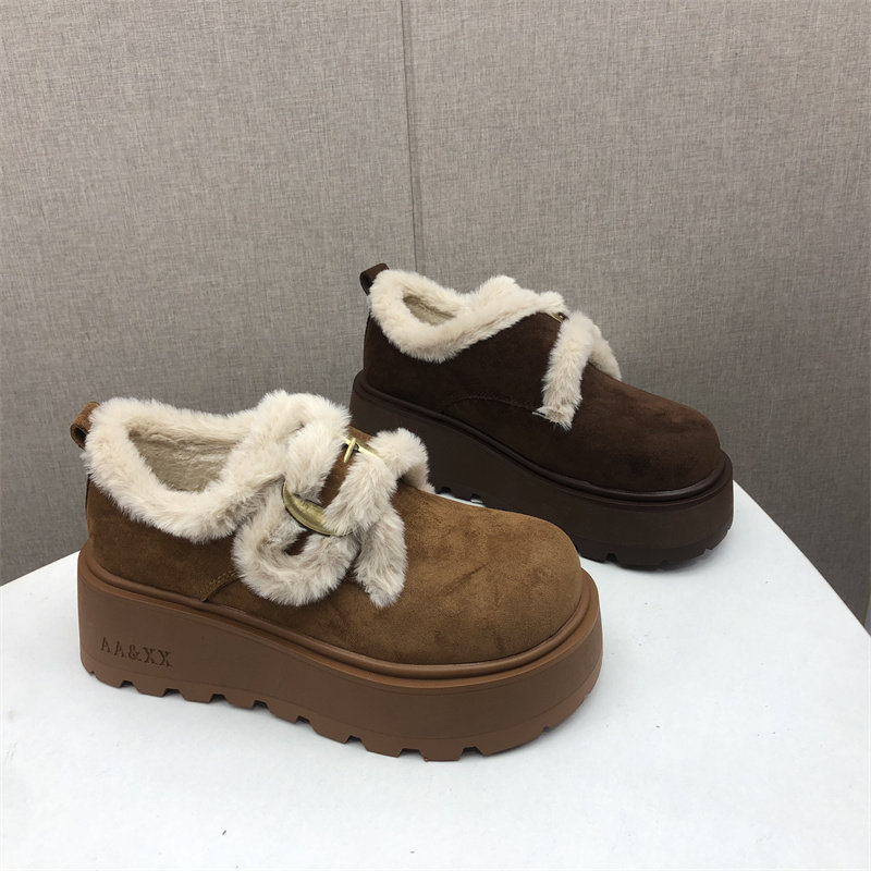 25秋冬新款毛口增高厚底乐福鞋