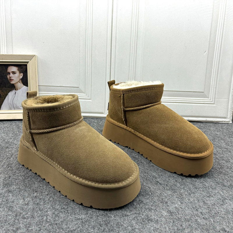 25冬季尾货处理新款真皮女棉靴短筒雪地靴厚底舒适保暖加厚磨砂皮,女鞋,时尚雪地靴,淘宝优惠券,粉丝福利购,淘宝优惠卷
