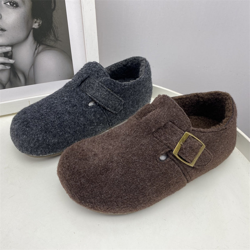 24秋冬季断码乐福鞋女鞋保暖加绒舒适休闲毛毛鞋平跟防滑豆豆棉鞋