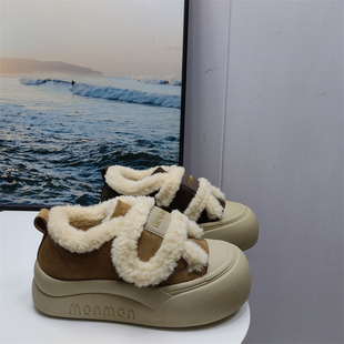 断码 面包鞋 女棉鞋 加绒加厚魔术贴乐福鞋 厚底魔术贴棉鞋 工厂新款