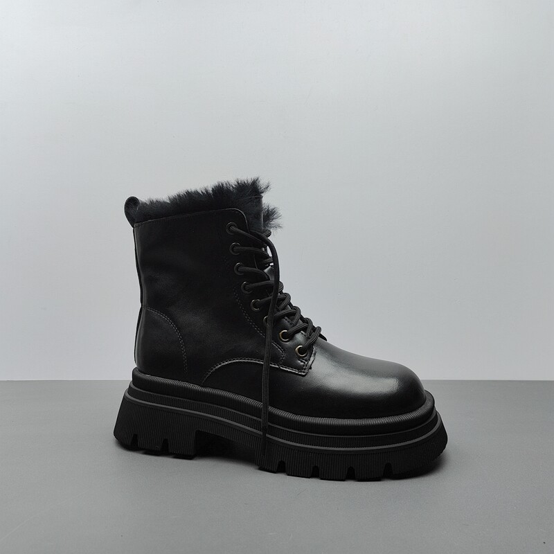 2025尾货工厂断码处理女鞋系带厚底马丁靴新款棉靴休闲真皮英伦风,女鞋,马丁靴,淘宝优惠券,粉丝福利购,淘宝优惠卷