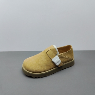 2025春新款工厂撤柜真皮尾货男鞋平跟圆头休闲透气纯色勃肯鞋40码