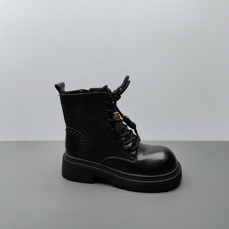 2025尾货工厂断码处理女鞋厚底圆头低跟侧拉链短筒交叉绑带35码,女鞋,马丁靴,淘宝优惠券,粉丝福利购,淘宝优惠卷