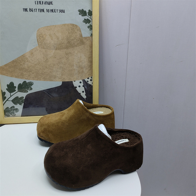 厚底保暖加绒棉拖鞋女