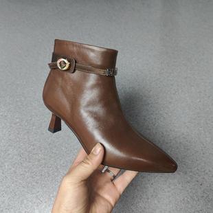 断码 真皮马丁靴女鞋 保暖加绒牛皮休闲短筒棉靴微瑕 工厂断码 24秋季