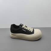 女2025秋季 新款 圆头厚底增高透气板鞋 休闲风松糕底运动鞋 黑色36码