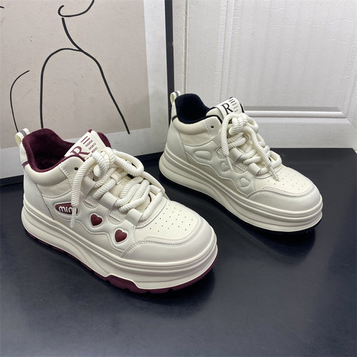 真皮断码厚底面包鞋女棉鞋