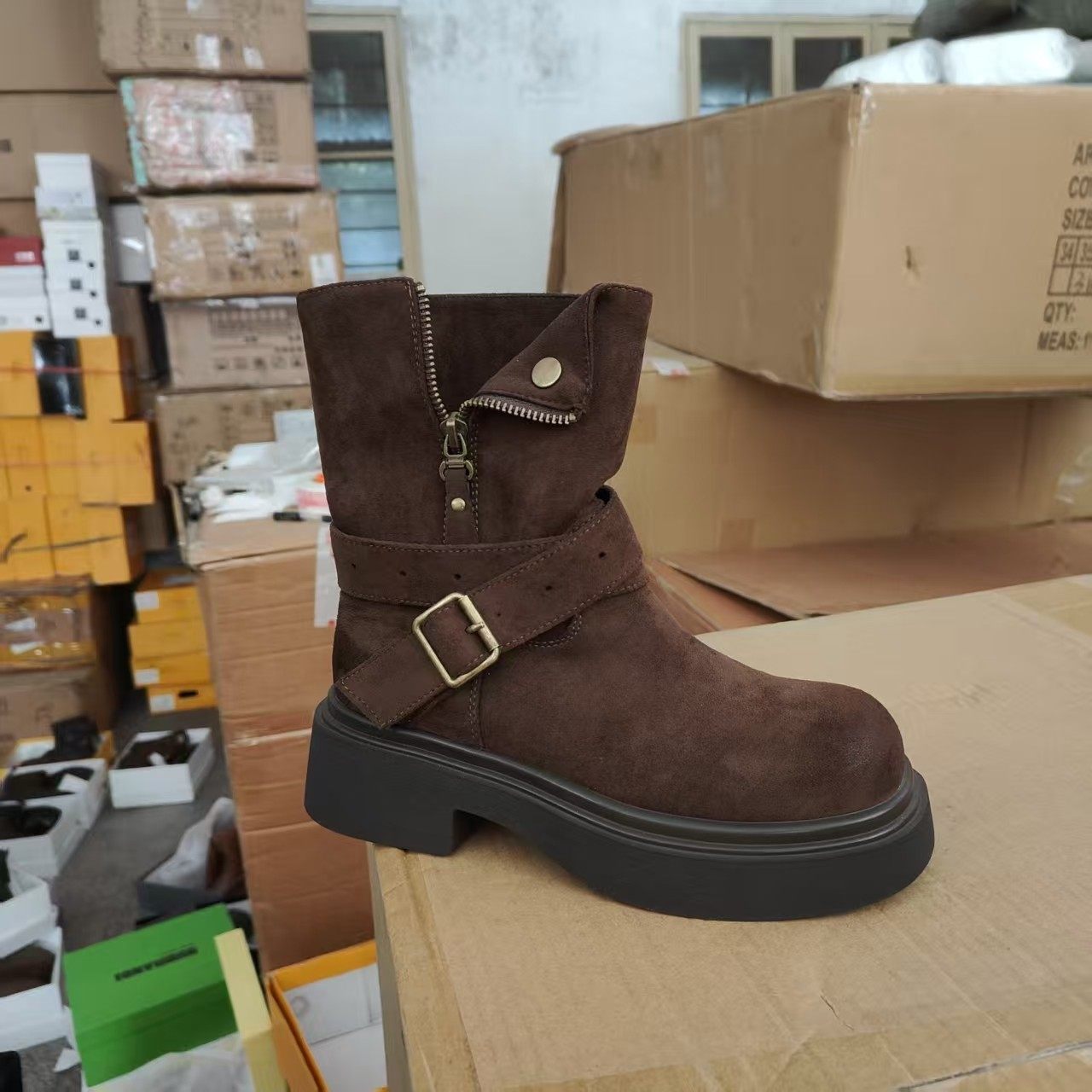 美拉德风皮带扣骑士靴女2025冬季高筒长靴厚底增高机车靴不过膝,女鞋,骑士靴,淘宝优惠券,粉丝福利购,淘宝优惠卷