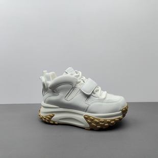 外贸尾货白色厚底老爹鞋 增高显脚小百搭 女魔术贴高帮运动休闲鞋