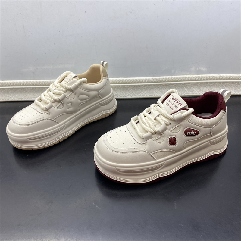 25新款女鞋松糕复古厚底板鞋小白鞋运动鞋百搭