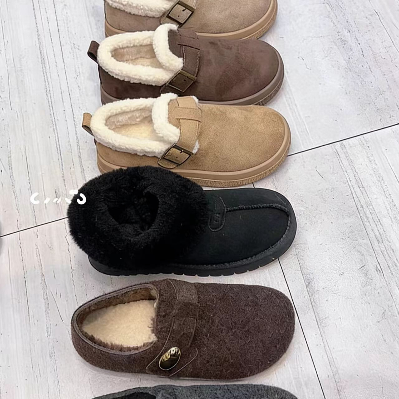 小土豆加厚休闲圆头勃肯鞋毛毛鞋