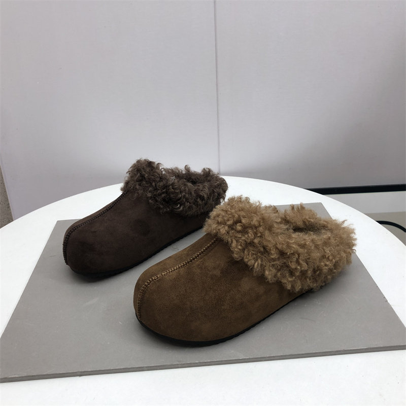 秋冬包头加绒厚底增高女棉拖