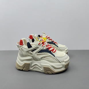 休闲风厚底老爹鞋女鞋透气松糕底运动鞋内增高百搭四季小脚33码