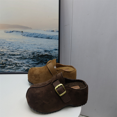 清仓断码仿磨砂皮包头拖