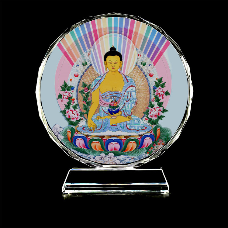 定制南无药师佛画像水晶玻璃摆件工艺品观想桌面摆件装饰创意桌面