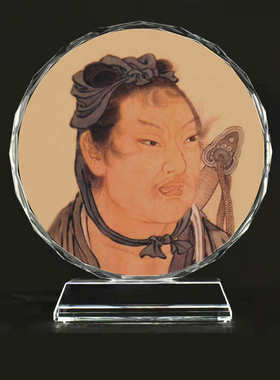 古代名人韩信画像水晶摆件摆台