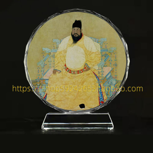 古代皇帝明宣宗朱瞻基水晶摆件