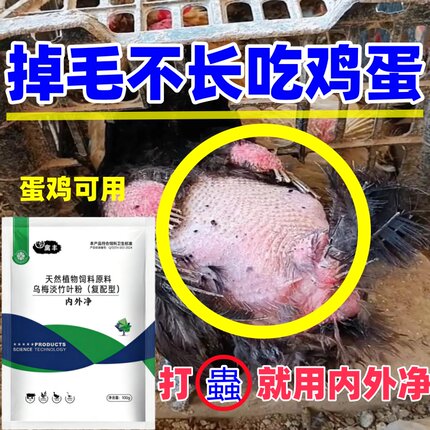 鸡掉毛啄毛内外净鸡鸭鹅体内外全驱净家禽驱虫全虫净养鸡专用鸡药