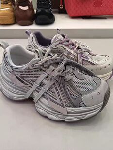 女灰紫色网面透气增高运动休闲鞋 厚底老爹鞋 新款 卓诗尼2026年春季