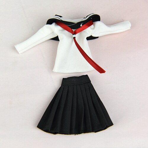 6分娃娃衣服装30cm超模心怡 桃子ob小布丽佳 格子 水手校服