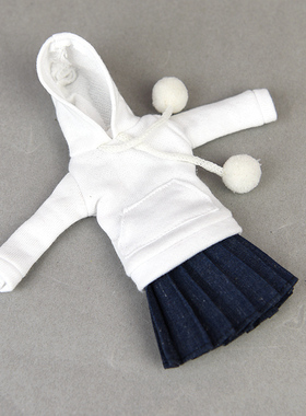 30cm娃娃衣服装 blyth小布 超模 心怡 azone 丽佳ob 白色休闲卫衣