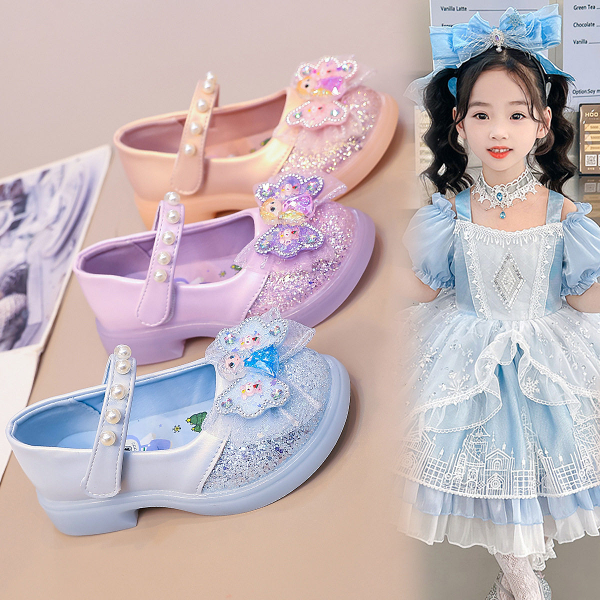 女童皮鞋儿童公主水晶鞋2026夏季新款休闲单鞋水钻软底女孩演出鞋