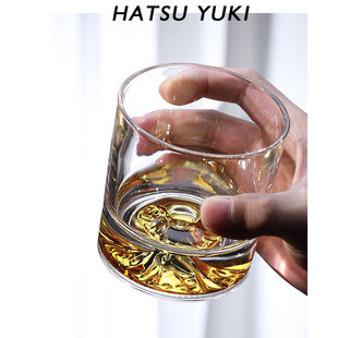 初雪正品HATSUYUKI金山杯 日式藏山杯富士山威士忌酒杯冰山玻璃杯