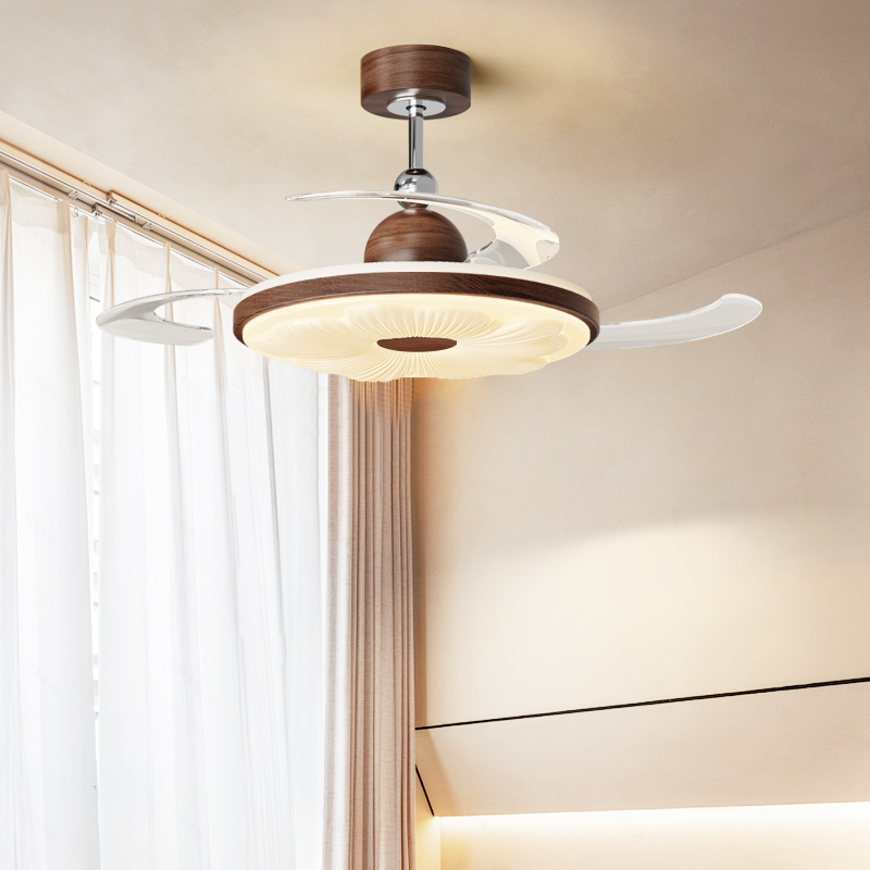 风扇灯中古风餐厅吊扇灯2025新款隐形静音饭厅餐桌卧室房间电扇灯