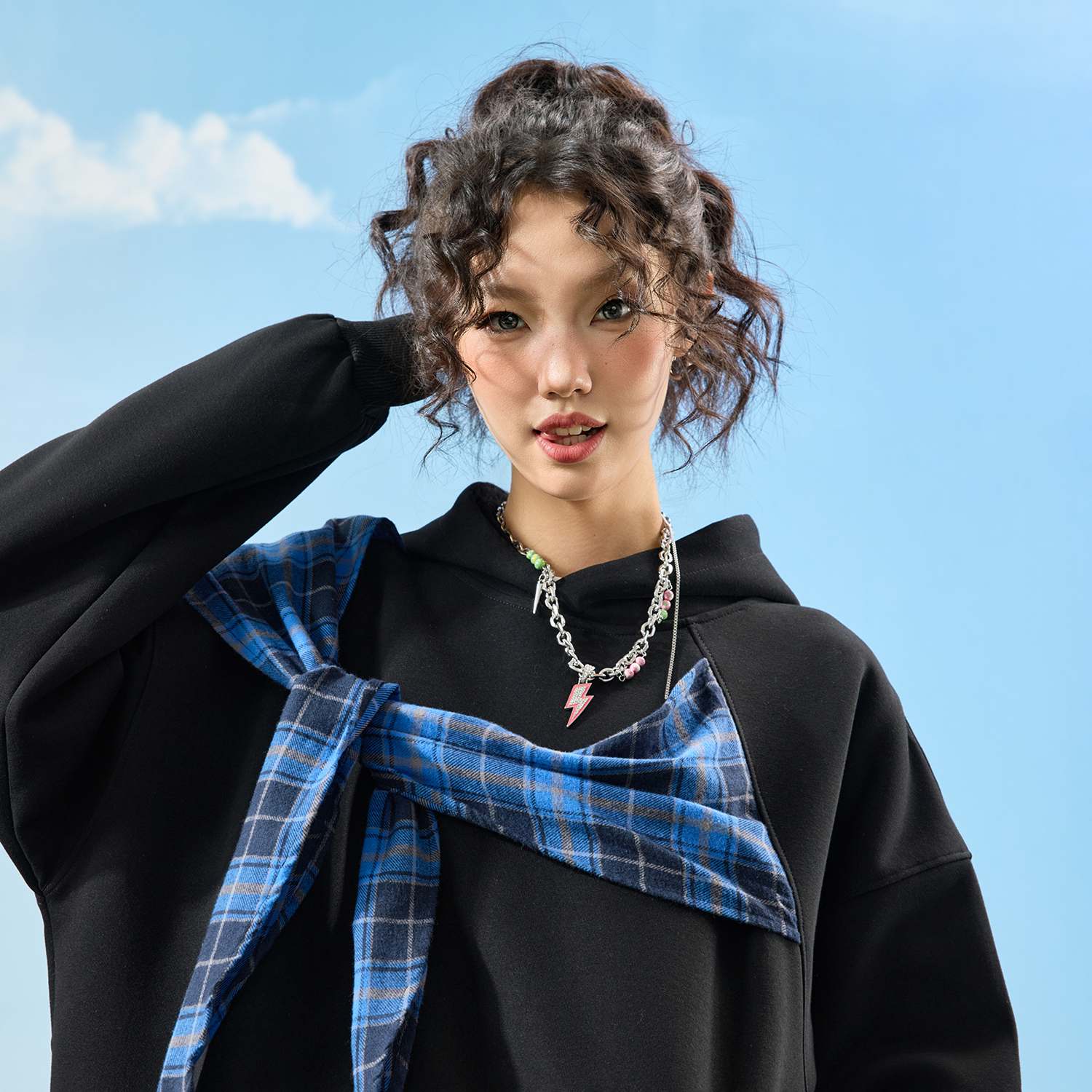 Nuthink绑带卫衣宽松情侣蝴蝶节