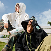 Nuthink美式 复古刺绣山茶花字母连帽卫衣加绒加厚男女新2026年春