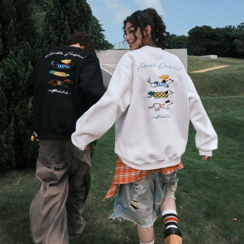 Nuthink潮牌卡通腊肠狗卫衣男