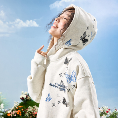Nuthink重工蝴蝶刺绣卫衣男女