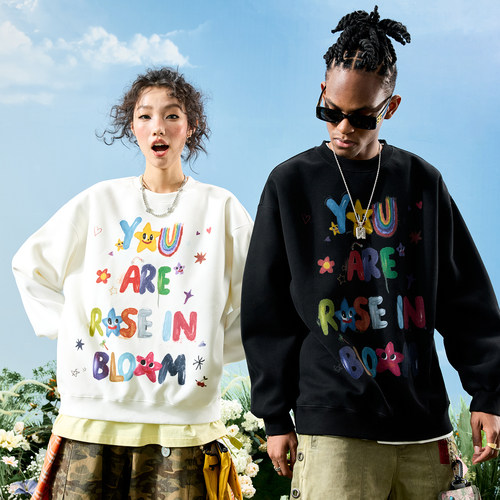 Nuthink彩色字母重磅圆领卫衣