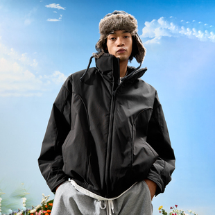 Nuthink美式 复古翻领羊羔绒飞行员夹克羽绒服潮牌男女2025冬新款