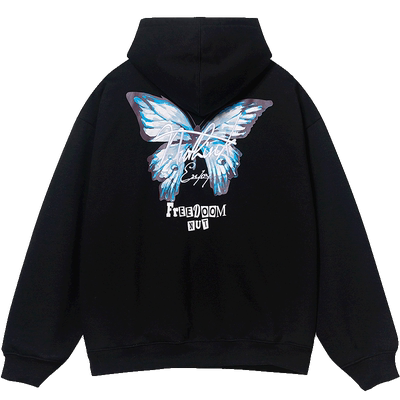 Nuthink国潮刺绣连帽卫衣加绒